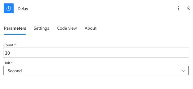 Delay action configuration